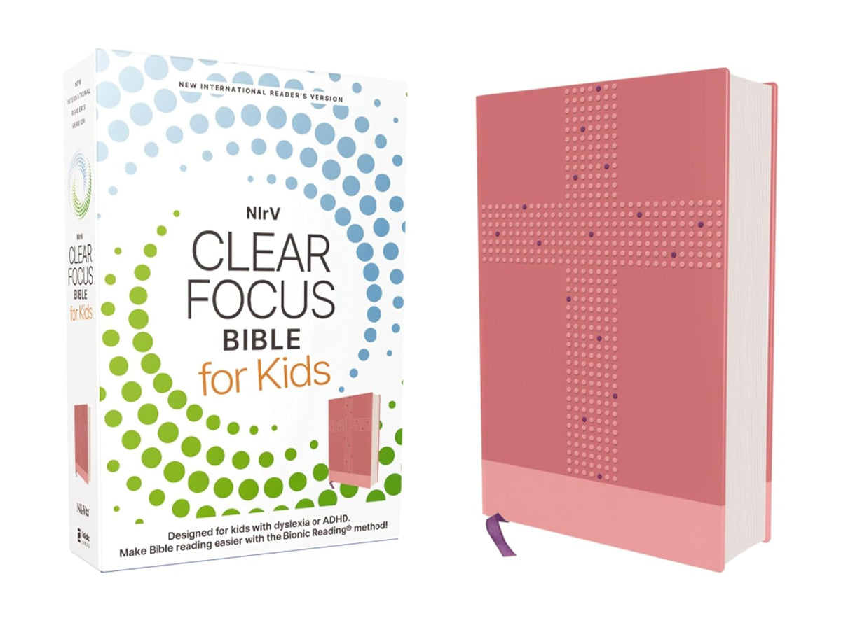 NIrV Clear Focus Kids Bible – ADHD & Dyslexia-Friendly (Leathersoft Pink)