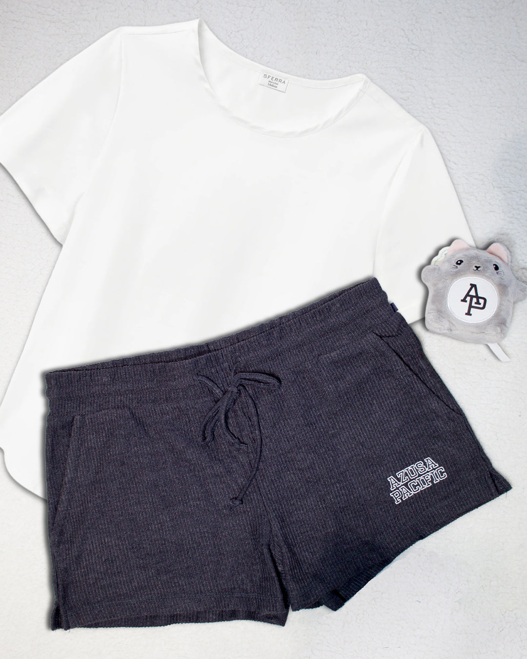 Black Knit Corded Lounge Shorts