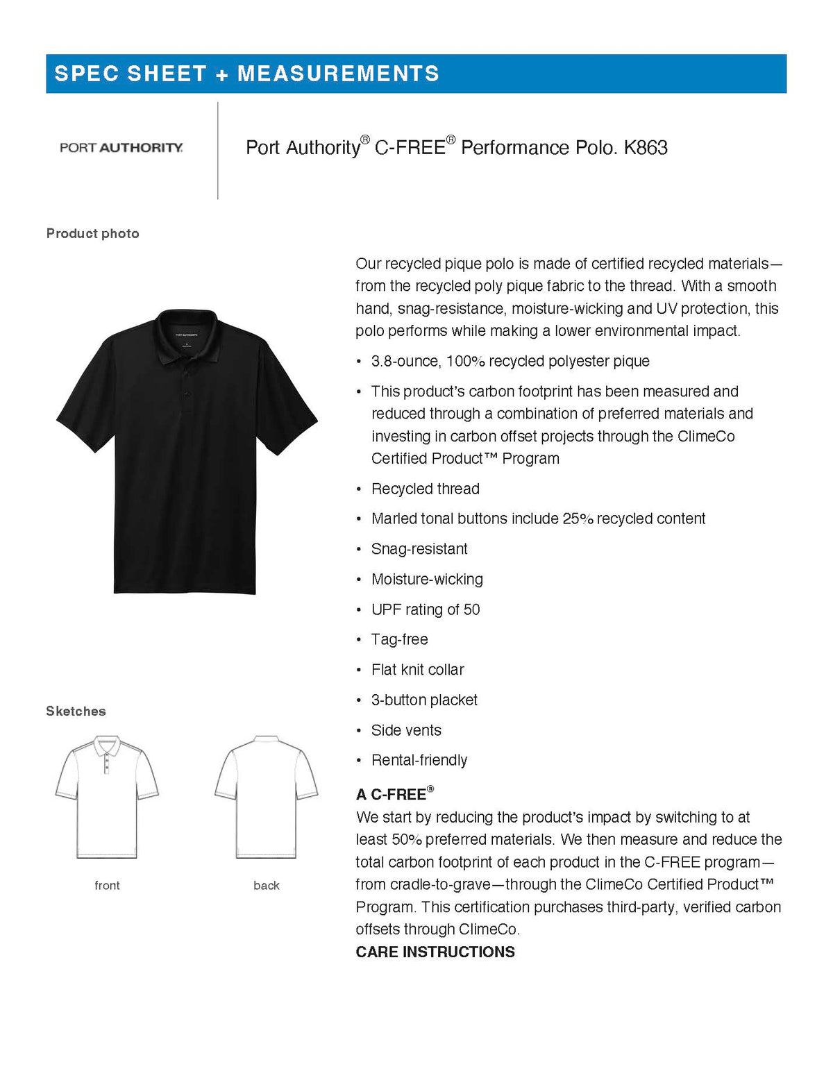 Dept. of Clinical Psychology Port Authority Mens C-FREE Performance Polo
