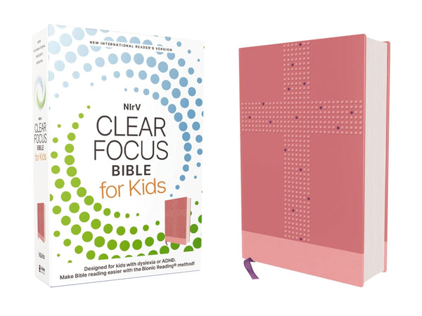 NIrV, Clear Focus Bible for Kids (Help Kids with ADHD or Dyslexia Read with Confidence), Leathersoft, Pink: Help Kids with ADHD or Dyslexia Read with Confidence Leather Bound