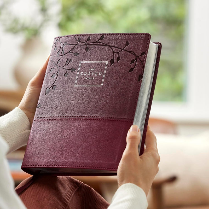 The Prayer Bible: Pray God’s Word Cover to Cover (NIV, Burgundy Leathersoft, Red Letter, Comfort Print)