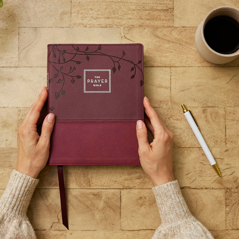 The Prayer Bible: Pray God’s Word Cover to Cover (NIV, Burgundy Leathersoft, Red Letter, Comfort Print)