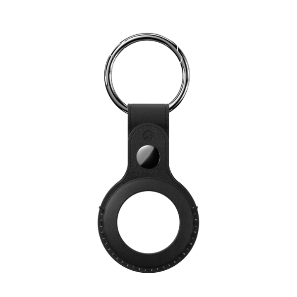 SwitchEasy AirTag Wrap Leather Keychain, Black