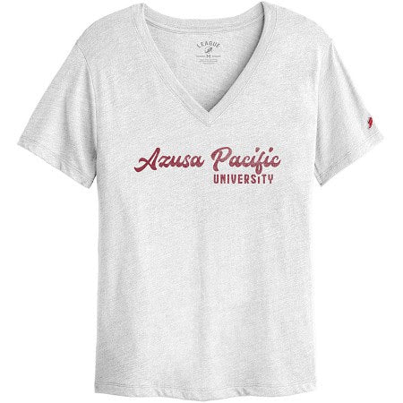 Varsity V-neck T-shirt Cursive Azusa Pacific University