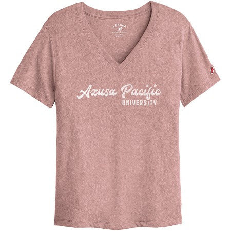 Varsity V-neck T-shirt Cursive Azusa Pacific University