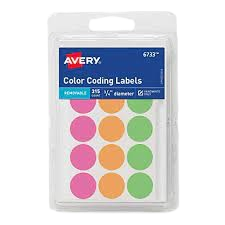 AVERY COLOR CODING LABELS