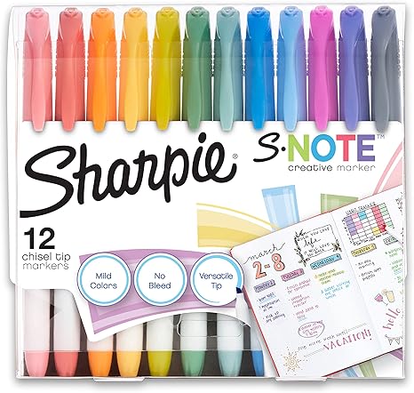 Sharpie S-note, 12 chisel tip markers