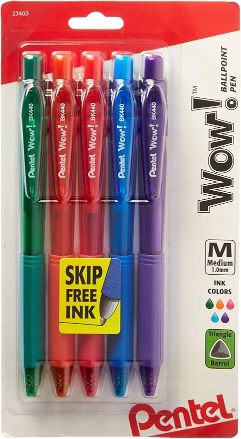 Wow Pentel Ballpoint Pens 5pk